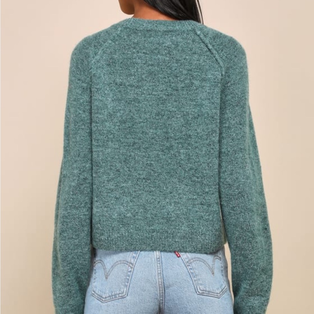 Lulu's Teal Crew Neck Sweater with Long Sleeves - Picture 4 of 6